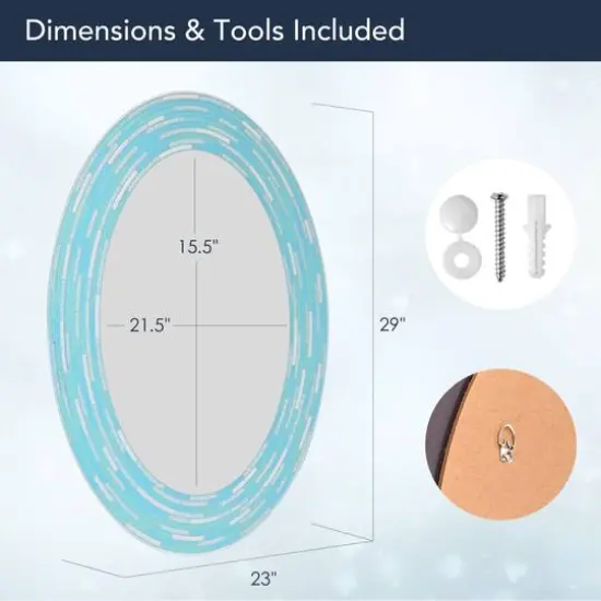Head West Sea Glass Tile Framed Oval Wall Vanity Mirror - 23" x 29" {8}