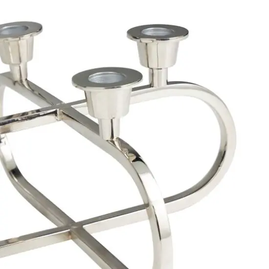 8" Silver Stainless Steel Overlapping Oval Geometric Candelabra {4}