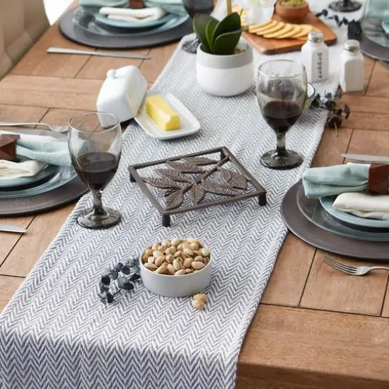 DII&reg; 72" Chevron Handloom Table Runner Stone Blue {7}