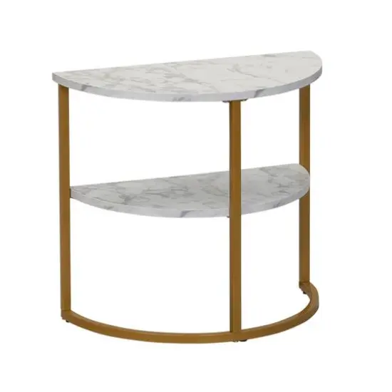 Household Essentials 18" 2-Tier Half Moon End Table White {1}