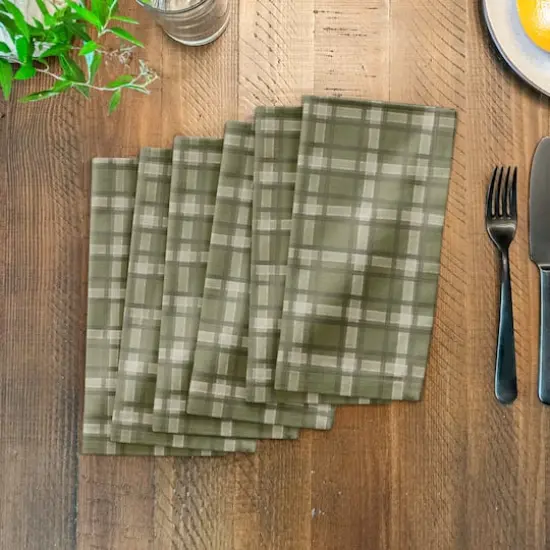 Green Multi Plaid Cotton Twill Napkin {4}