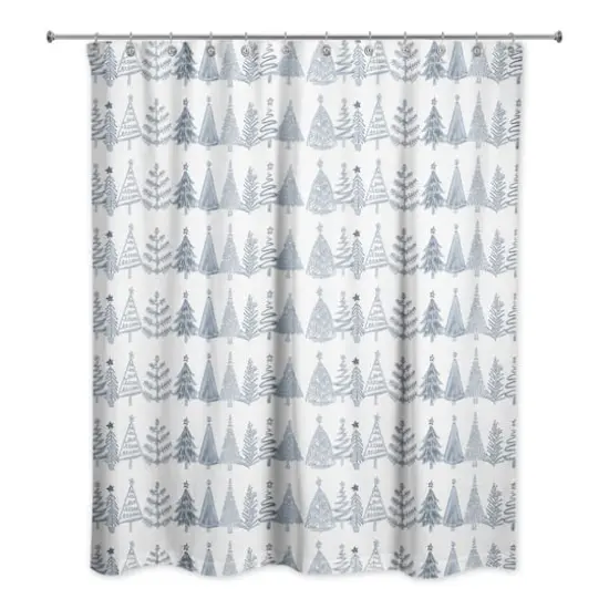 Blue Tree Pattern 71" x 74" Shower Curtain {1}