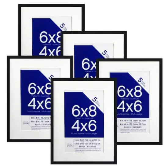 5 Pack 4" x 6" Basics Multipurpose Tabletop Frames by Studio D&eacute;cor&reg; Black {1}