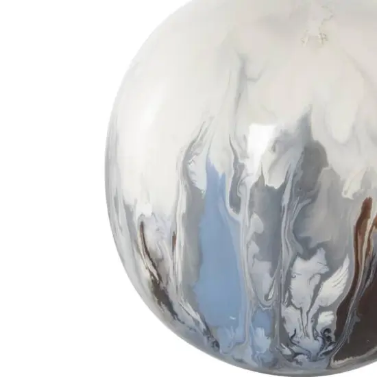 Blue, Brown & Cream Metal Abstract Swirl Orbs & Vase Filler Set {6}