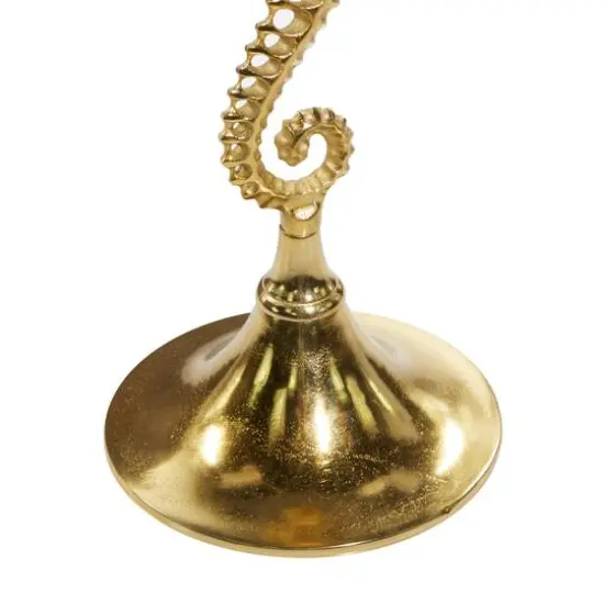 25" Gold Aluminum Coastal Accent Table {6}