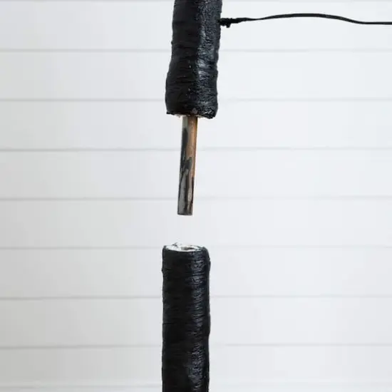 7ft. Pre-Lit Halloween Black Twig Artificial Tree with 390 Orange & Purple LED Lights {7}