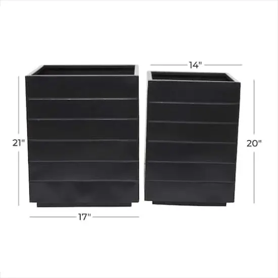 Black Modern Planter, Set of 2" 17", 15" {8}