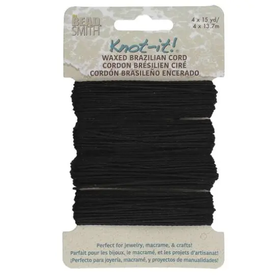 Beadsmith&reg; Knot-it!&trade; Waxed Brazilian Cord Black {1}
