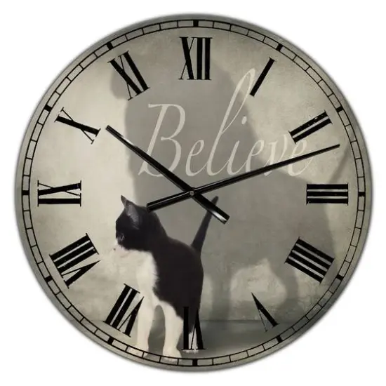 Designart 'Believe Shadow I Oversized Cottage Wall Clock {1}