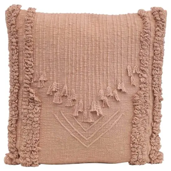 Hello Honey&reg; Pink Embroidered Pillow with Decorative Front Tassels {1}