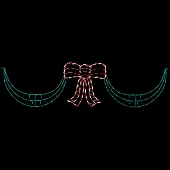 3-Piece Lighted Red Bow and Green Swag Christmas Decoration {3}