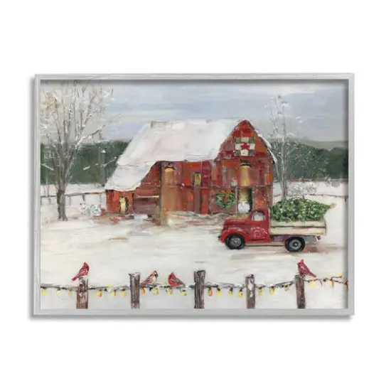 Stupell Industries Snowy Holiday Tree Farm Landscape Framed Giclee Art Gray {1}