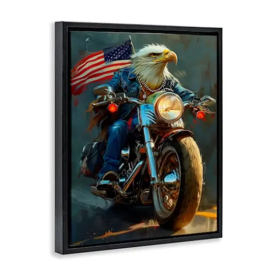 Stupell Industries Patriotic Eagle Motorcycle Floater Framed Art Black {4}