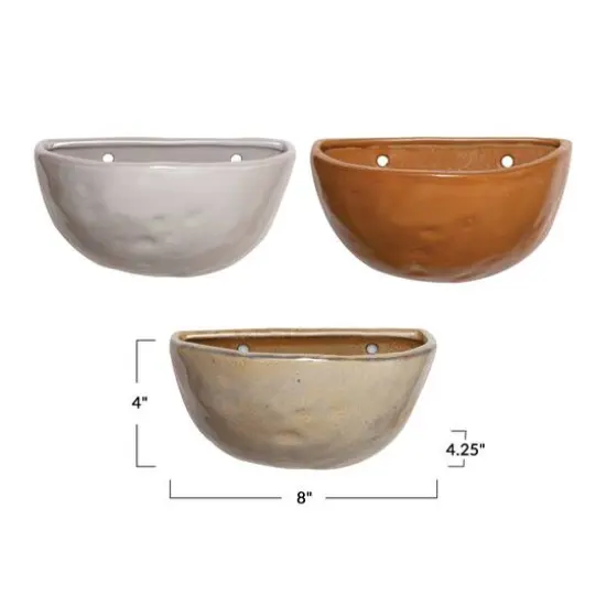 Hello Honey® 8" Stoneware Wall Pot with Reactive Glaze Set {6}