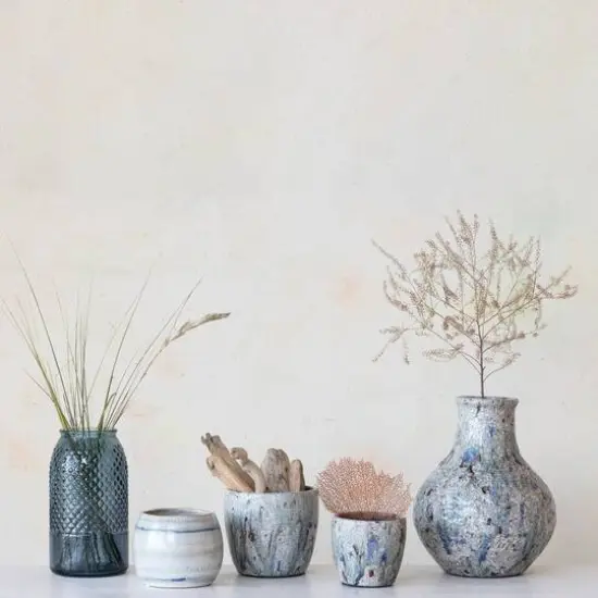 Hello Honey&reg; 11" Blue Round Embossed Reclaimed Glass Jar {3}