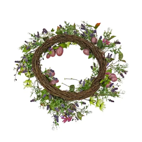 22" Flowering Pink Eggs Easter Wreath {5}