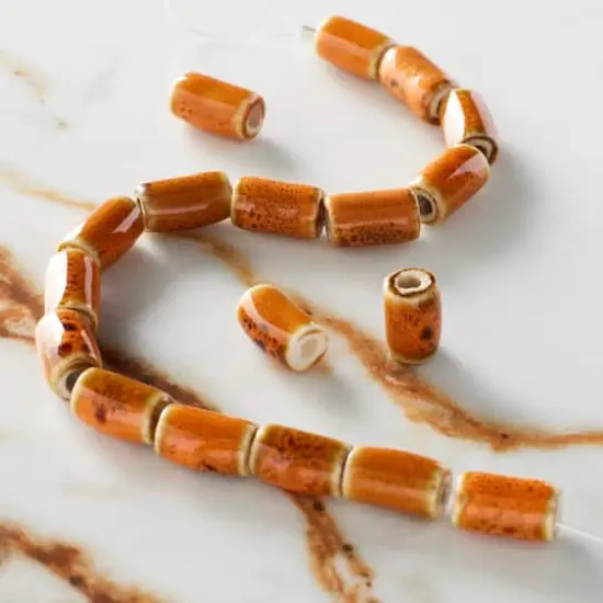 Orange Ceramic Tube Beads, 10mm by Bead Landing&trade; {3}