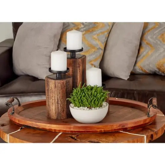 29" Natural Brown Wood Rustic Tray {8}