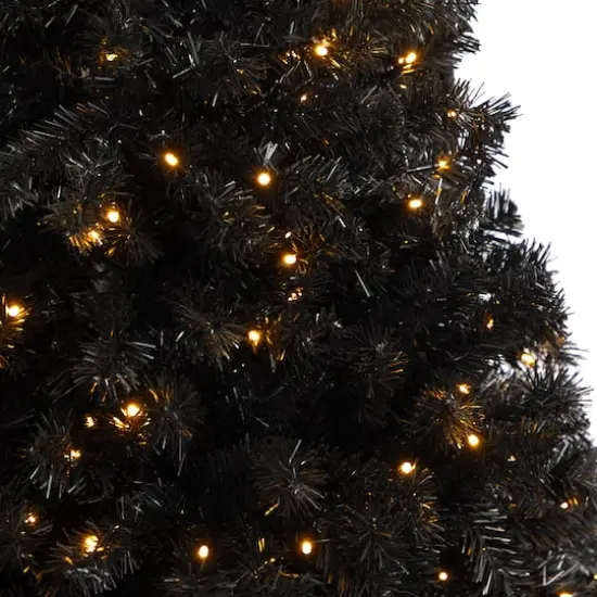 4ft. Pre-Lit Black Artificial Christmas Tree, Clear LED Lights {5}
