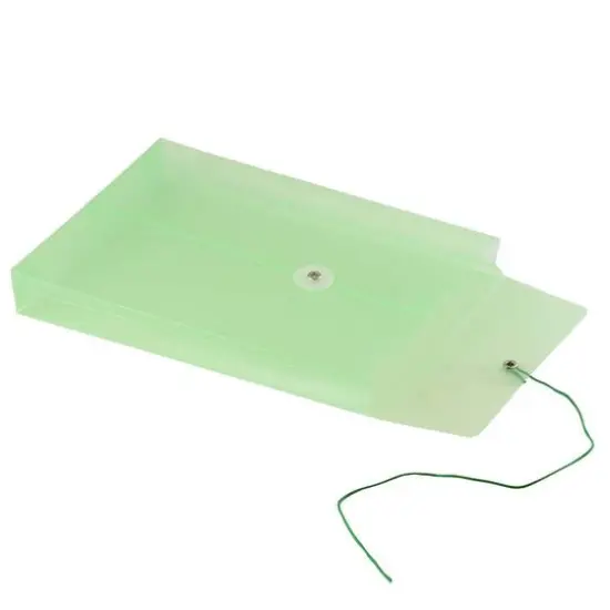 JAM Paper 6.25" x 9.25" Button & String Tie Closure Plastic Envelopes, 12ct. Green {6}