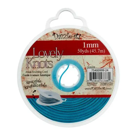 John Bead Lovely Knots 1mm Asian Knotting Cord with Bobbin, 50yd. Aqua Blue {4}