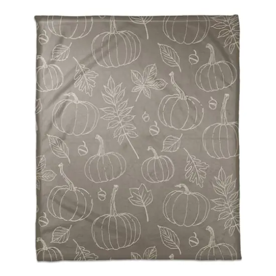 Gray Fall Patterned Coral Fleece Blanket {1}