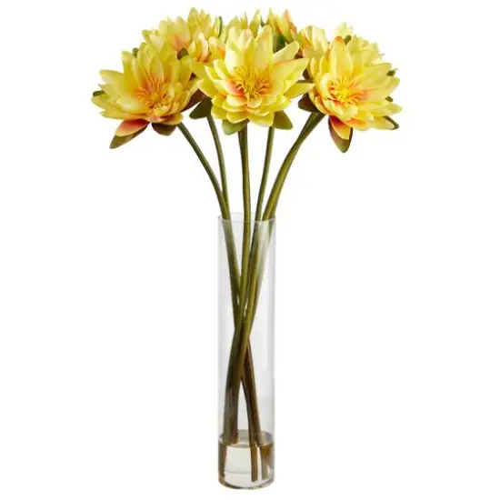 2.5ft. Yellow Lotus Arrangement in Cylinder Vase {1}