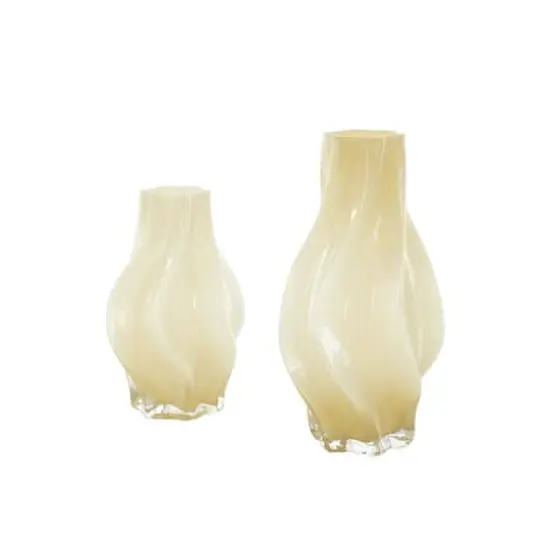Yellow Glass Wavy Ombre Vase Set {4}