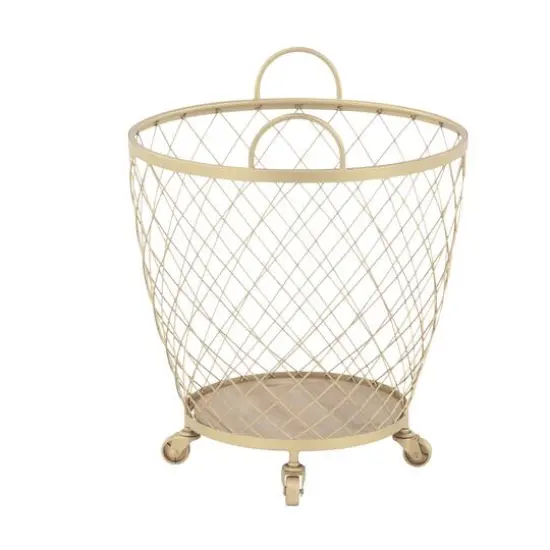 Modern Gold Metallic Rolling Basket Set {4}