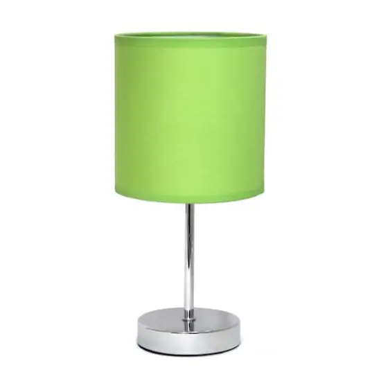 Creekwood Home Nauru 12" Brushed Nickel Petite Metal Stick Table Lamp Green {1}