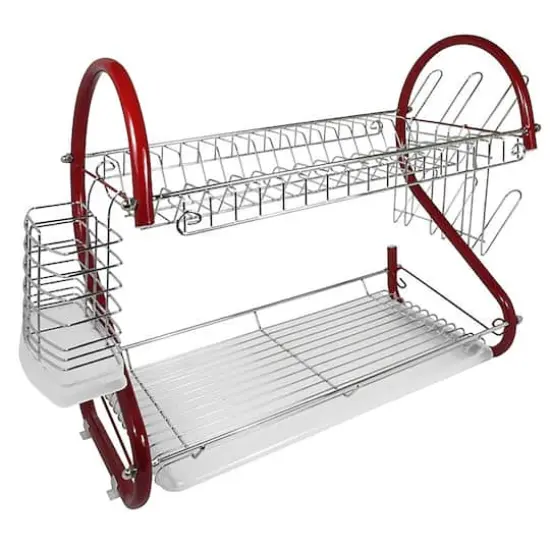 Better Chef Red 2-Tier 16" Chrome Plated Dish Rack {1}