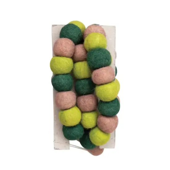 Hello Honey&reg; 6ft. Tan & Green Wool Felt Ball Garland {5}