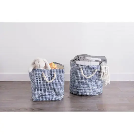 DII&reg; Medium Tweed Round Paper Bin Nautical Blue {4}