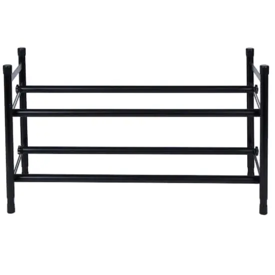 Organize It All Black 25" 2 Tier Expandable Shoe Rack {1}