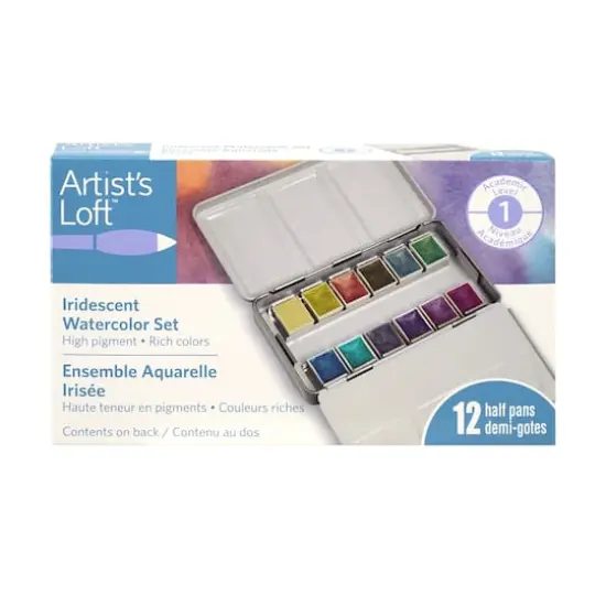 12 Half Pans Iridescent Watercolor Set by Artist's Loft&trade; {7}