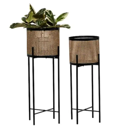 Gold Metal Glam Planter with Black Legs Set {1}