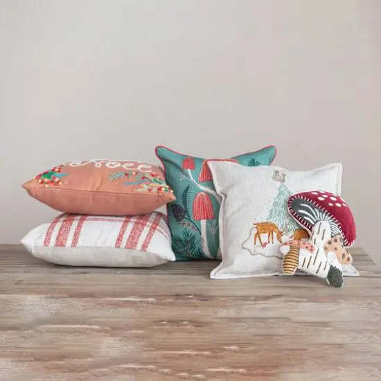 Hello Honey&reg; 20" Joyeux Noel Embroidered Cotton Pillow {3}