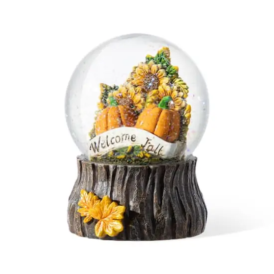 Glitzhome&reg; 5.75"H Fall Sunflower and Pumpkin Resin Waterglobe {1}