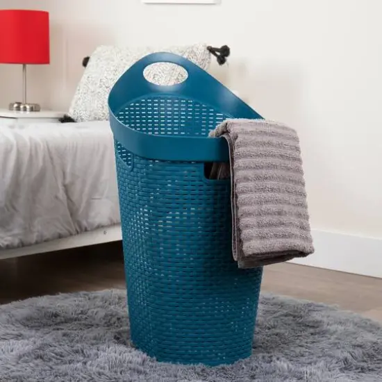 Mind Reader 60L Ventilated Mobile Laundry Hamper with Cut Out Handle & Integrated Caster Wheels Blue {3}