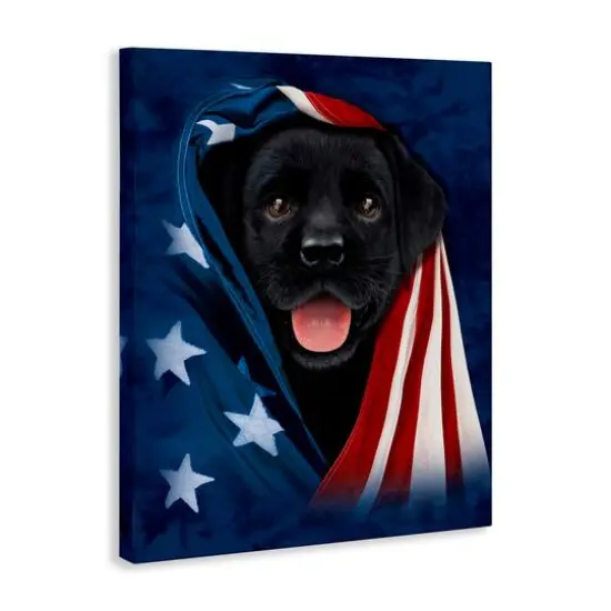 Stupell Industries Labrador & American Flag Canvas Wall Art {4}