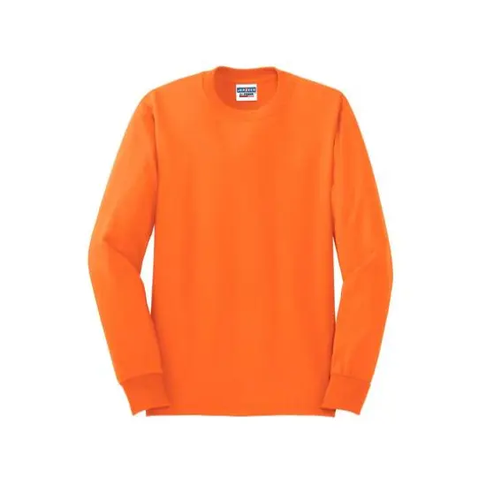 JERZEES® Dri-Power® 50/50 Cotton/Poly Long Sleeve T-Shirt Vintage Heather Navy {2}