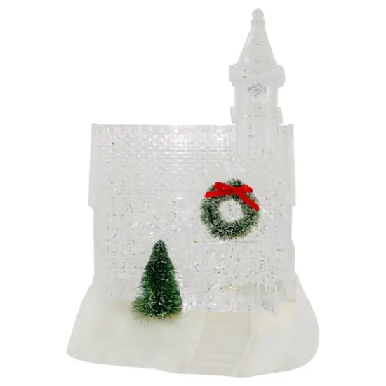 9" LED Icy Crystal Glitter Snow Globe Christmas House {1}