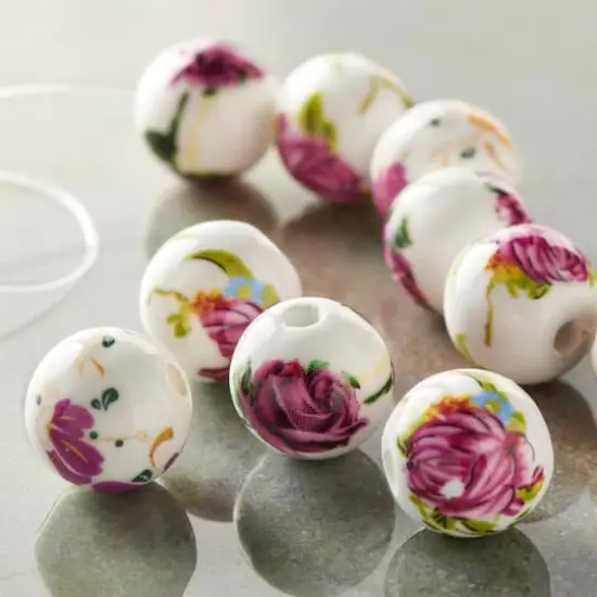 Ceramic Floral Round Beads, 12mm by Bead Landing&trade; {3}