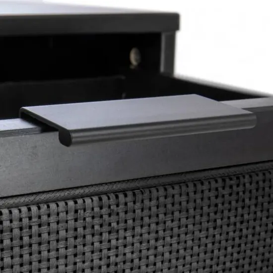 Hello Honey® Crawford 24" Nightstand with Storage Drawers and Natural Woven Cane Detail Black Satin and Black {9}