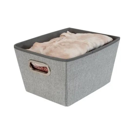 Simplify Medium Heather Gray Grommet Storage Bin {4}