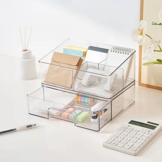Small Clear Stacking Plastic Desktop Organizer by Simply Tidy® {4}