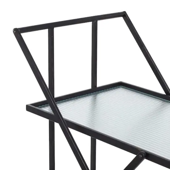 Black Iron Industrial Bar Cart, 32" x 25" x 18" {5}