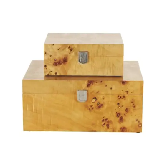 Brown Wood Storage Box with Natural Wood Grains & Silver Latches, 2ct. {3}