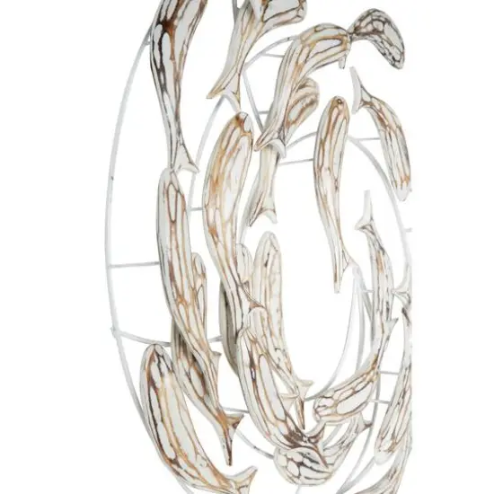 Silver Coastal Fish Wood Wall Decor, 32" x 28" {6}
