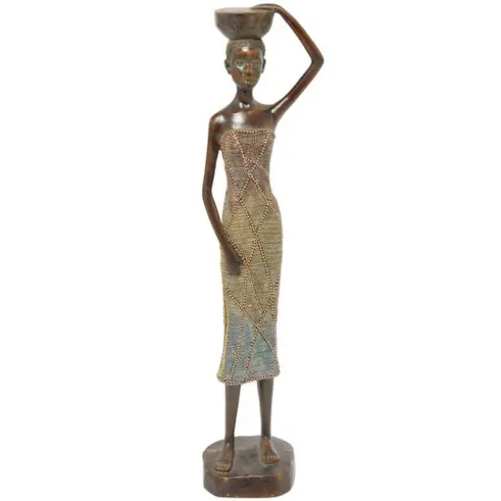 22" Bronze Standing Woman Sculpture {1}